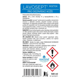 Lavosept® roztok - dezinfekce bez vůně, 500 ml (rozprašovač)