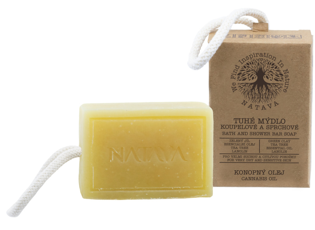 NATAVA Tuhé mýdlo koupelové a sprchové - Konopný olej 100 g
